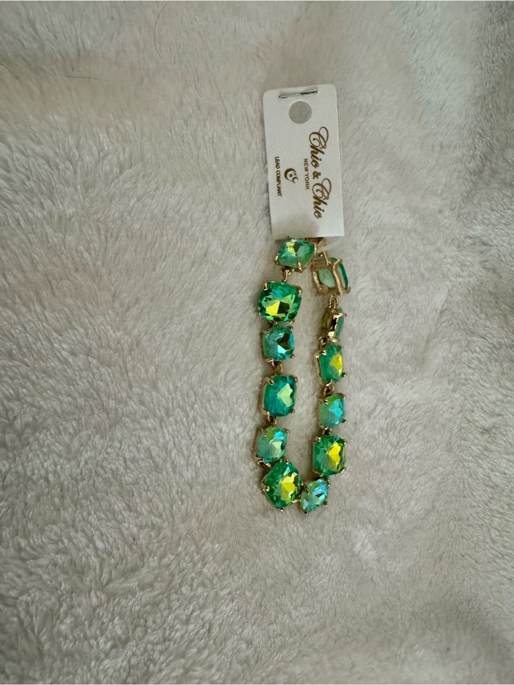 Vibrant Green Crystal Bracelet in Gold-Tone
